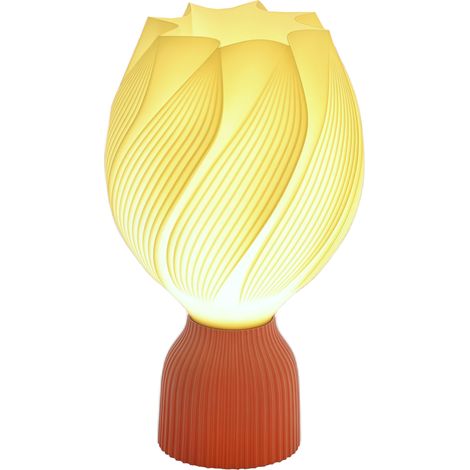 Lampe de table LED 3D en forme de pétale, lumière chaude, convient aux tables de chevet et aux bureaux, 16,5 cm de diamètre, 28 cm de hauteur, disponible en blanc et en terre cuite.