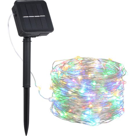 12W 20M/65,6Ft 200 LEDs Solarbetriebene Lichterkette aus Kupferdraht mit 8 verschiedenen Lichtmodi und Effekten, flexibel, biegsam, IP65 wasserdicht, in Pink/Blau/Gelb/Grün, für Garten, Terrasse, Weih (1/5)