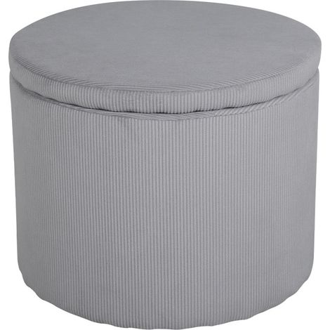 Pouf Coffre en Velours Côtelé "Dunken" 51cm Gris (1/5)