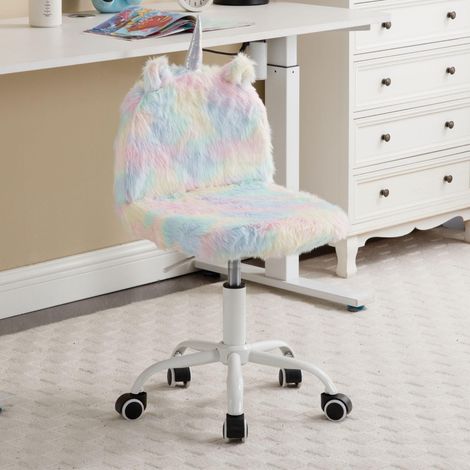 Wahson Silla de Escritorio Infantil de Cuero Sintético, Silla Giratoria Regulable en Altura con Respaldo para Dormitorio, Estudio y Habitación Infantil, Multicolor