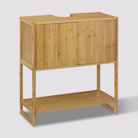 5Five Simply Smart – Meuble sous vasque en bambou H 80 cm – 2 portes et 1 étagère – Matériau FSC – Conçu pour s'adapter sous lavabo (1/7)