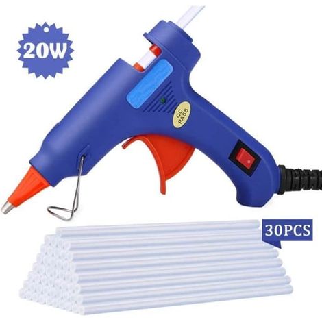 Ecleanfy - Mini pistolet à colle - 20 W - 100-240 V - 30 bâtons de colle de 7 mm x 10 cm (1/3)