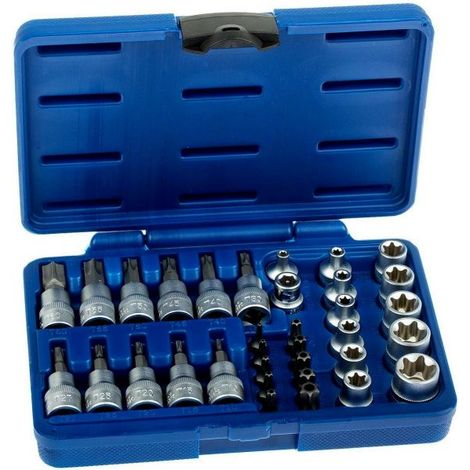 SET 34PZ CHIAVI A BUSSOLA CASSETTA IMPRONTA TORX INTERNA ESTERNA PUNTA CACCIAVIT (1/4)