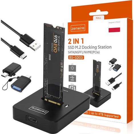 Adattatore per SSD M.2 NVMe PCIe/SATA NGFF, box esterno M.2 USB-C 10Gb/s, Zenwire SD-03 (1/5)