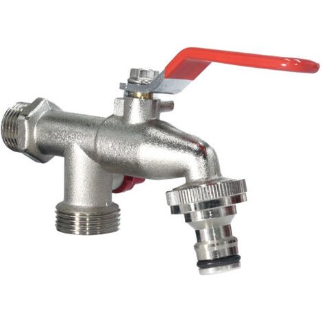 BUNTHAUS 3 / 4 pouce, robinet double en laiton antirouille et antigel + 2 raccords de tuyaux gratuits + sangle crue (1/4)