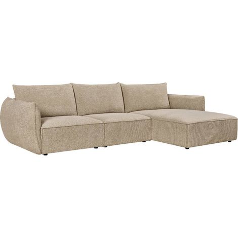 Canapé d'angle en tissu beige Lysoria (1/5)