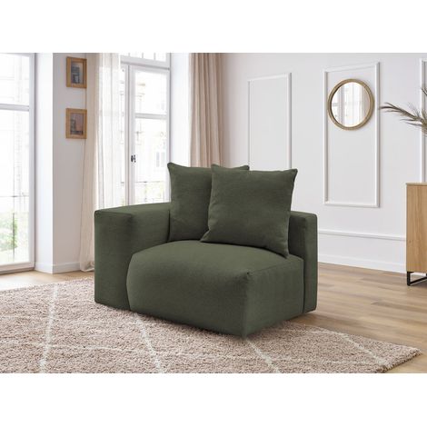 BOBOCHIC - Chauffeuse 1 place avec accoudoir pour canapé modulable VOLTAIRE tissu chiné Angle gauche Vert (1/5)