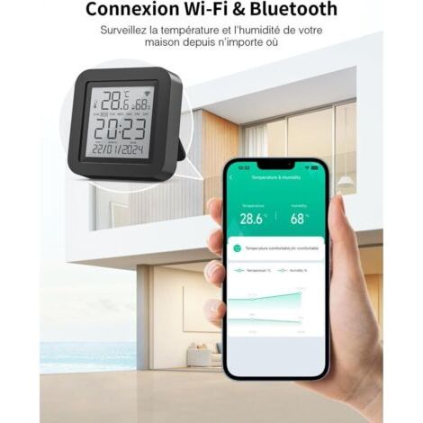 NALOOKAMIC Thermomètre Hygromètre Connecté, WiFi Thermomètre Intérieur Capteur Humidité avec Alertes sur l'App, Contrôle par l’APP, Thermo-hygromètre pour Cave à Vin, Compatible avec Alexa (1/3)