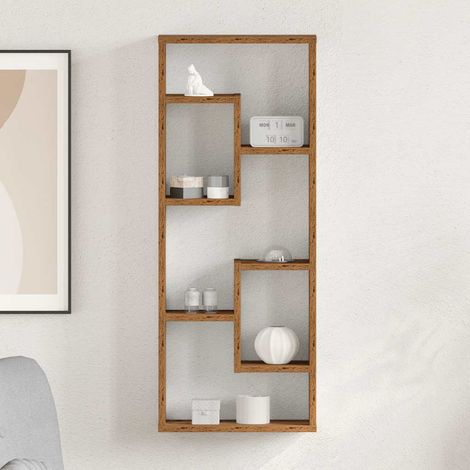 Étagère murale-Étagère flottante-Étagère Suspendue en bois ancien 36 x 16 x 90 cm Bois d'ingénierie 700746 (1/5)