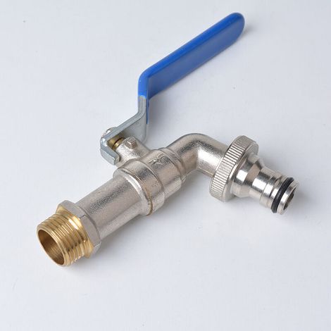Robinet de Jardin Laiton 1/2 Tour 15.5x1.6, argent, bleu,, (1/5)