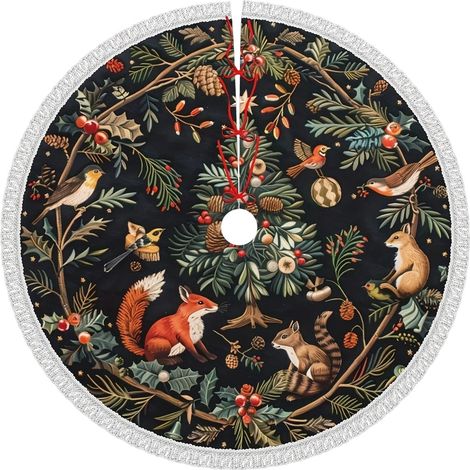Jupe Pour Arbre De Noël - Couverture Décorative Pour Pied D'Arbre - En Flanelle - Pour Fêtes Familiales Et Réveillons - 1 Pièce (1/5)