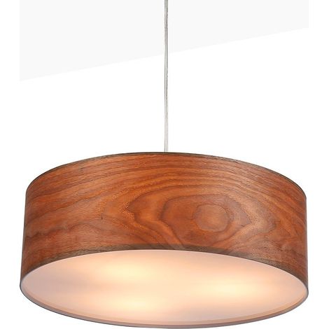 Lampara Colgante Con Pantalla Efecto Madera "MATAGALLS" -