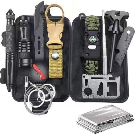 Survival Gear Kit, Multi-Functional Outdoor Tool Set, Emergency and Camping Equipment (1/4)