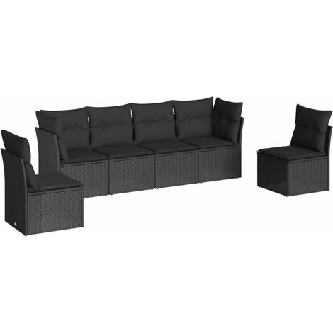Set de sofás de jardín 6 piezas y cojines ratán sintético negro vidaXL (1/3)