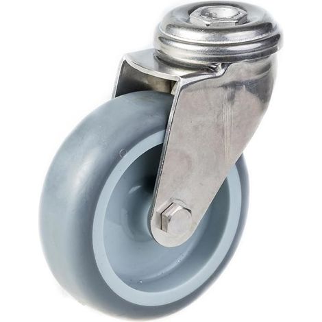 Roulettes - Acier Inoxydable - 75 mm - Pivotantes - Charge 60 kg - Gris (1/4)