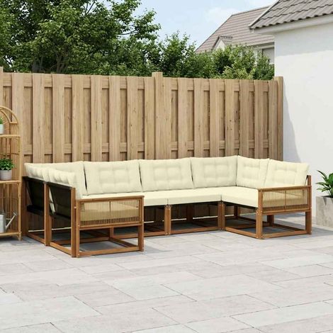 vidaXL Outdoor-Sofagarnitur mit Kissen 6 pcs Natur und Creme (1/5)