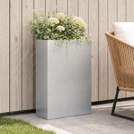 vidaXL Macetero de Jardín Plateado 40 x 20 x 75 cm Acero Galvanizado (1/5)