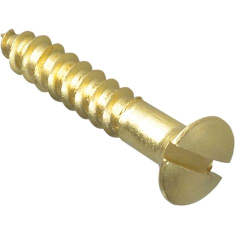 Wood Screw Slotted CSK Brass 1in x 8 Forge Pack 16 FORFPC18B