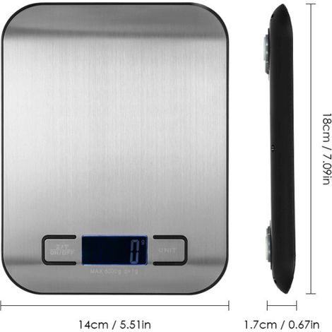 Balance de cuisine électronique 10 kg/1 g, balance de cuisine numérique en acier inoxydable-AquaForge (1/5)
