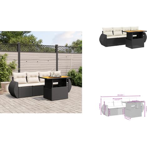 Salon de jardin 5 pcs avec coussins noir résine tressée - Ensemble Salon De Jardin - Meuble Extérieur - Résine Tressée - Rotin Synthétique - Mobilier De Jardin (1/3)
