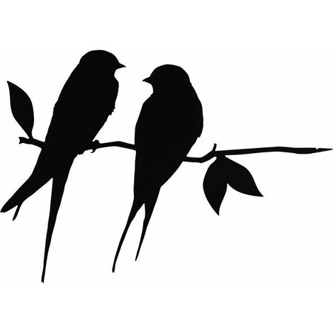 Hirondelles de Grange métal Arbre Art métal Oiseau Jardin Acier Argent Oiseau Yard Art Metal Birds Ornements de Oiseaux Patio Yard Paysage (Black 1)-- (1/4)