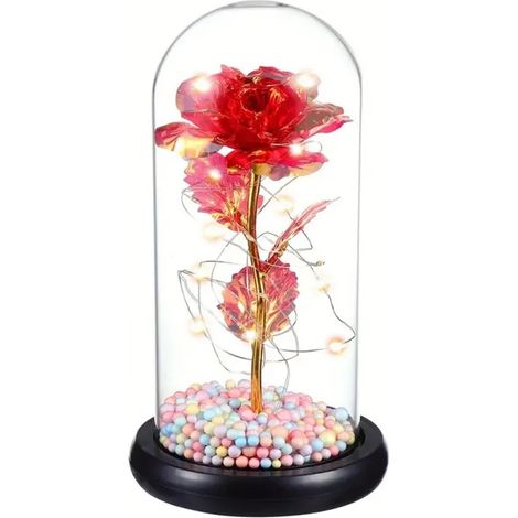 Rosa eterna in vetro, LED luminoso, idea regalo mix142RED (1/5)