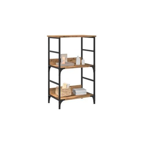 Petite étagère bibliothèque bois et métal Kano 50cm - Style industriel-Marron clair (1/5)