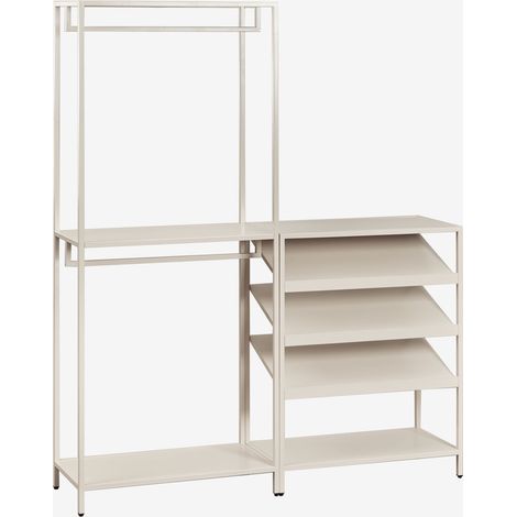 SKLUM Janine 2-teiliger offener modularer Kleiderschrank mit niedriger Garderobe und Schuhregal aus Stahl Beige Tapioca (1/5)