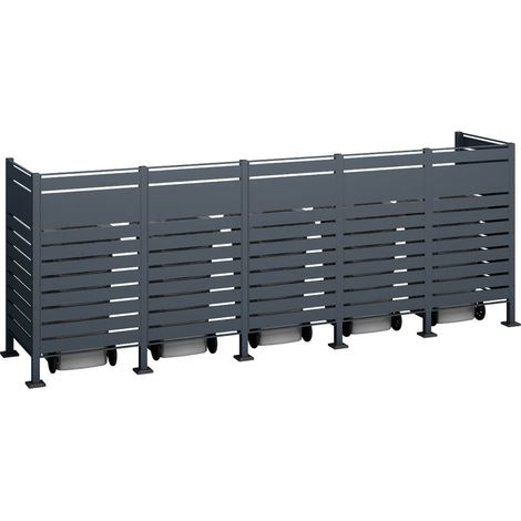 Westmann Habillage métallique pour conteneur à déchets Planum  5x240 L  Anthracite  410x90x150 cm