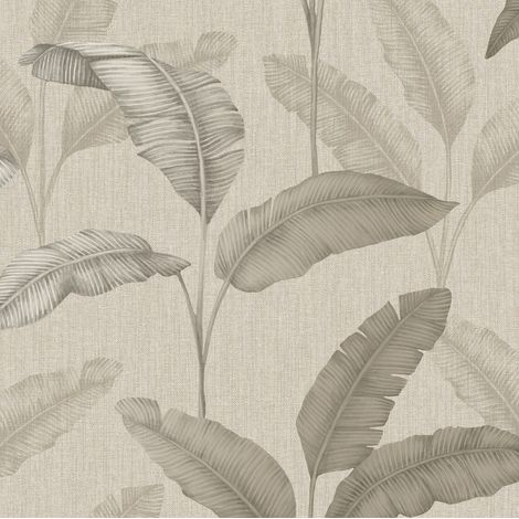 Rasch Elegant Homes Design Library Beige Gold Tropical Amara Palm Leaf Wallpaper
