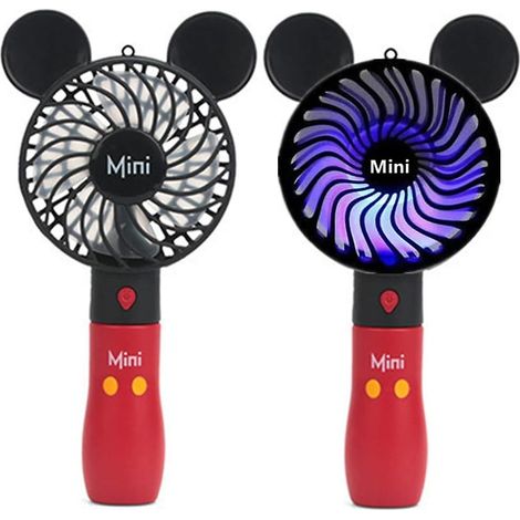 Mini ventilateur personnel mignon, rechargeable par USB, avec lumières LED colorées et vitesse de ventilation réglable. (1/5)