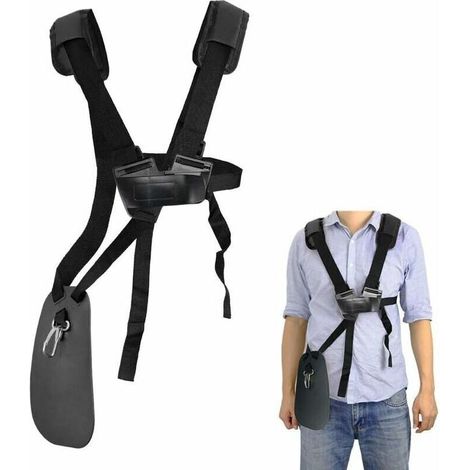 Sangle d'épaule de tondeuse - Sangle de harnais de tondeuse à double épaule avec ceinture en nylon durable réglable pour débroussailleuse ou jardinage (1/5)