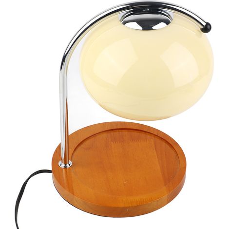 Ortviai Lampe chauffe-cire rétro en bois et verre avec minuterie – beige (1/4)