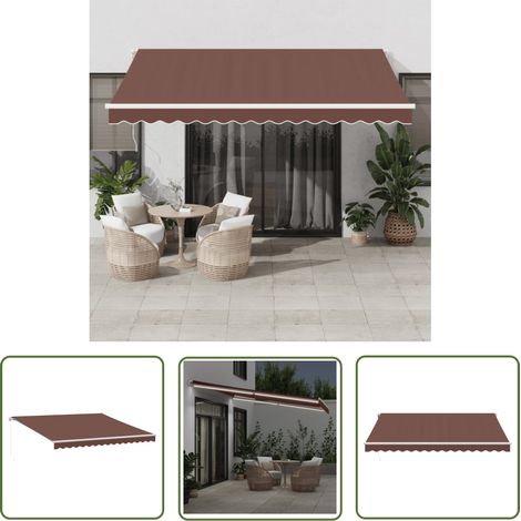 The Living Store Markise Manuell mit LED Braun 400x300 cm - Markise - Gartendekoration - Sonnenschutz - Outdoor Möbel - Patio Deko (1/5)