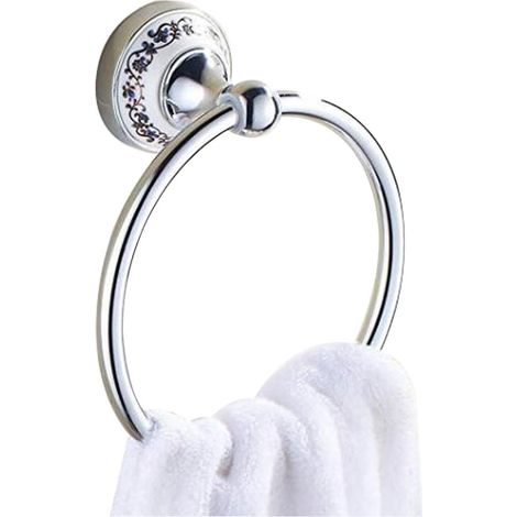 Anillo toallero de pared - diseño cerámico - acero inoxidable pulido - para baño y cocina