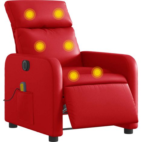 vidaXL Poltrona Massaggio Elettrica Reclinabile Rosso Similpelle (1/5)