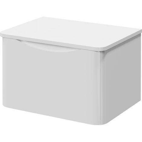 Vela Gloss White 600mm Wall Mounted Single Drawer Vanity Unit for Countertop Basins