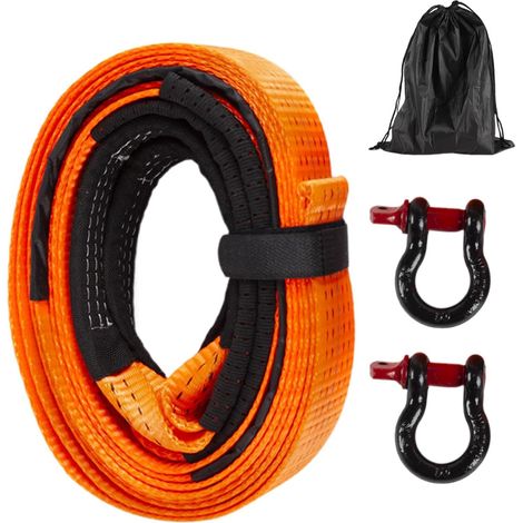 Tow Rope Heavy Duty, Tow Rope de 5 m 10 tonnes de sauvetage en polyester d'épaisseur Cordelette de sécurité multifonction Towing Binte Towing, Strap de récupération avec sangle de remorquage lourde (1/5)