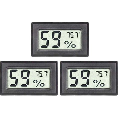 Lot de 3 mini détecteurs température et humidité, affichage digital (pour caves à cigares, serres, placards) (1/5)