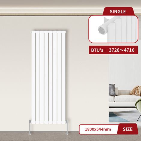 Warmehaus Flat Panel Radiator White Vertical 1800 x 544mm Single