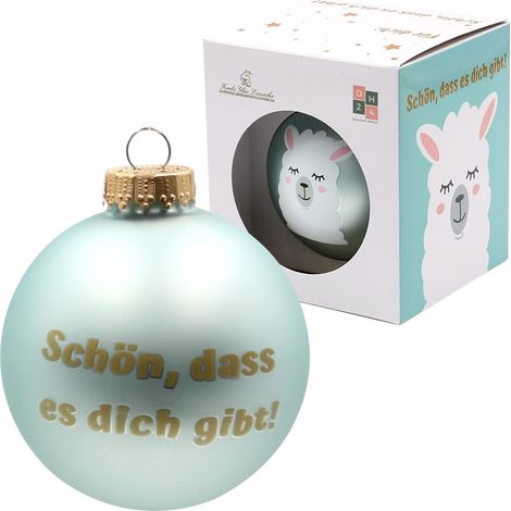 Dekohelden24 Pallina di Natale con Lama, con scritta "Schön, DASS es Dich gibt", dimensioni circa 8 cm. (1/5)