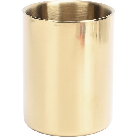 boîte de rangement-Pot de stylos en stainless steel rond doré Pot de stylos nordique vase à fleurs robuste pour bureau (1/5)