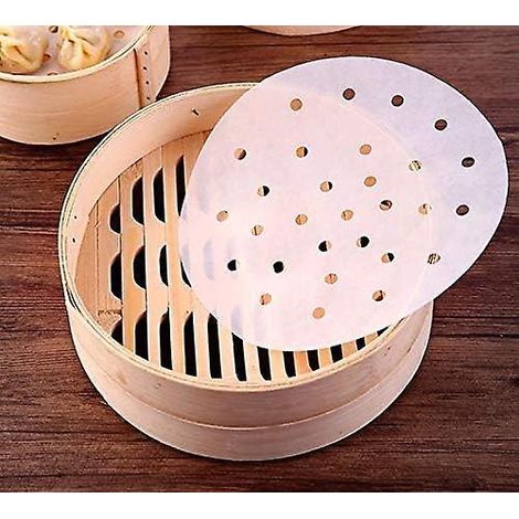 Heißluftfritteusen-Einlagen, 25 cm Bambusdämpfer-Einlagen, hochwertige perforierte Dämpfeinsätze, Antihaft-Dämpfmatte