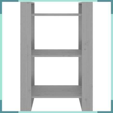 813881 Bibliothèque/Séparateur de pièce Gris 60x35x91 cm Pin massif (1/5)