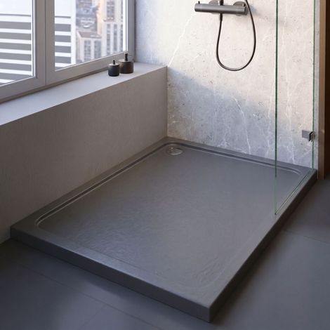 Schulte Duschwanne Adria 140x80 Anthrazit - Komplettset inkl. Wannenträger und Ablauf, aus hochwertigem Sanitäracryl