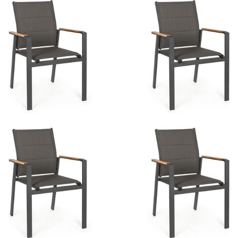 KLULK Set 4 Poltrone Polignano In Alluminio Verniciato Antracite Con Inserti In Polywood, Impilabili, 56 x 65 x H 87 Cm (1/5)