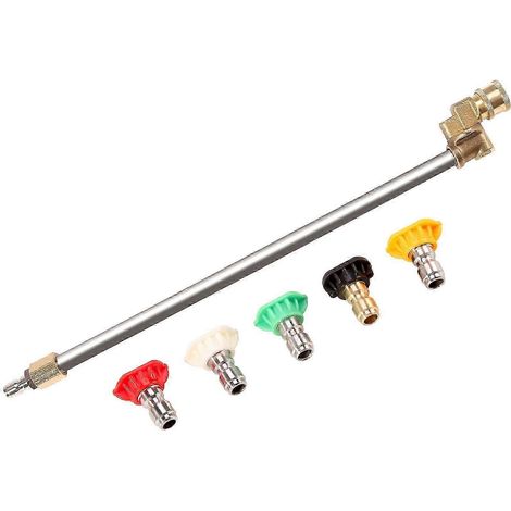 Lance de nettoyeur haute pression avec buse à angle réglable, 40,6 cm (16 po) de longueur, rotation à 180° avec 5 angles, adaptateur de pivot à connexion rapide et embouts, raccord rapide 1/4 po. (1/5)