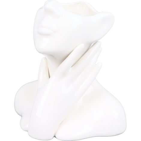 Vase visage femme style nordique, vase à fleurs élégant en céramique lisse, décoration pour salon jardin (1/5)