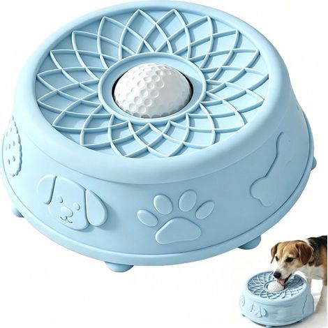Cuenco para beber, Cuenco para comida de perro y gato, Juego de cena, Comedero lento, Cuenco redondo antideslizante para comida, Diámetro 17,5 cm (1/5)