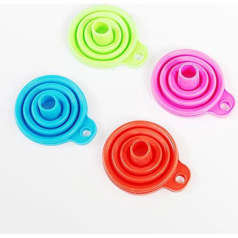 ensemble De Quatre Entonnoirs Pour Le Remplissage De Bouteilles, Entonnoir En Silicone De Cuisine Pour Bouteille D'eau Large Bouche Pliable (1/5)